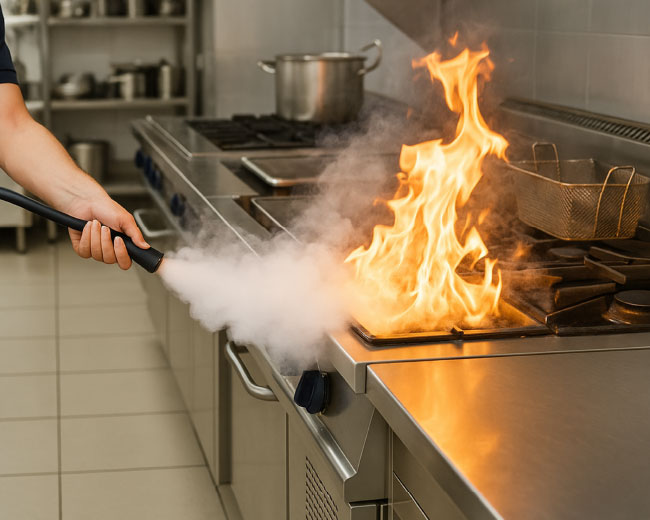 Fire Inside Commercial Kitchen