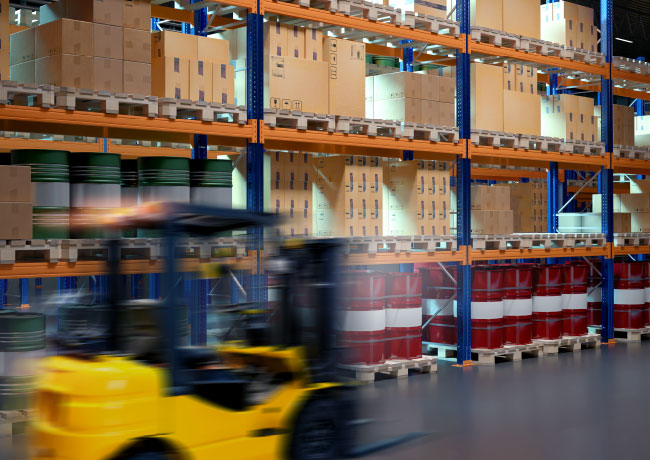 Forklift Working in a Warehouse